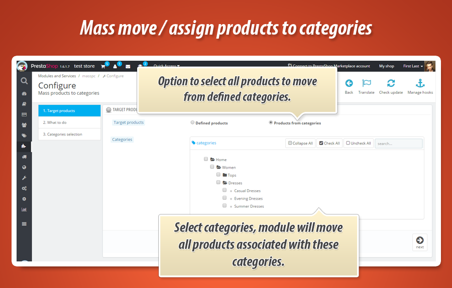 Moving and Assigning Products between Categories