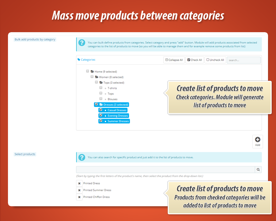 Moving and Assigning Products between Categories