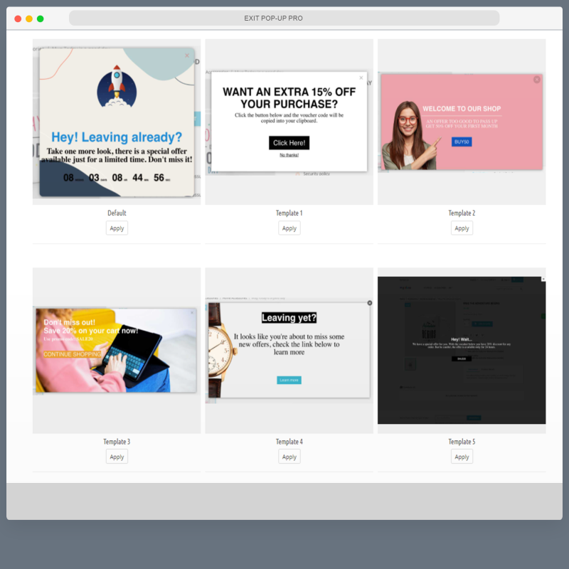 Pop-up Ad on Exit Pro