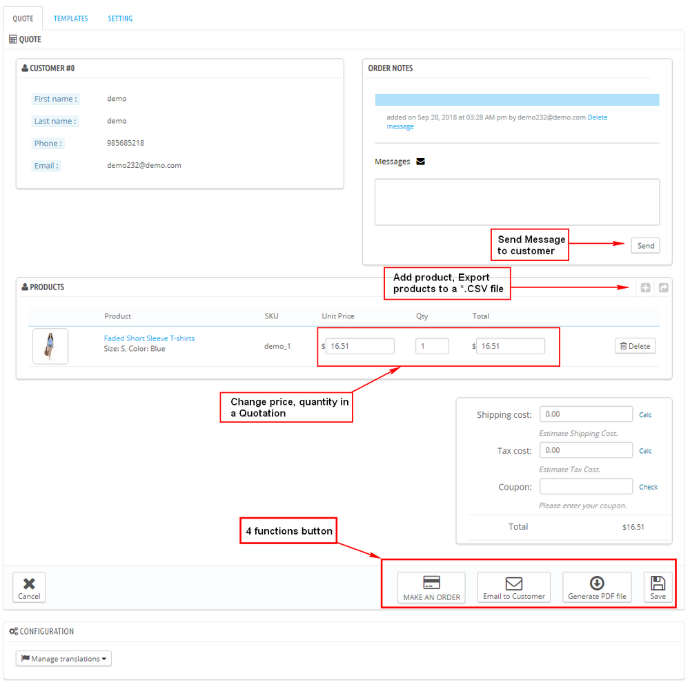 Complete for Create a Quote in Frontend + Backend Pro
